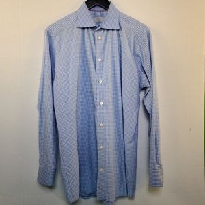Eton Men's Light Blue Checkerboard Shirt - Size 42 (16-1/2)